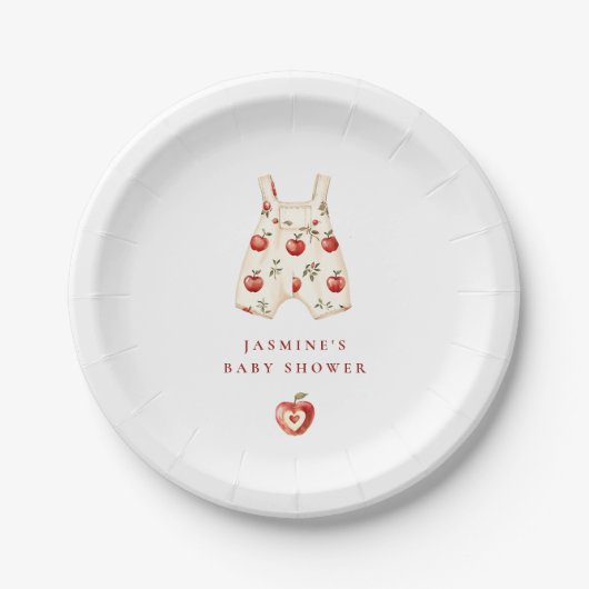 Waterverf schattig Apple Romper Baby shower Papieren Bordje (Voorkant)