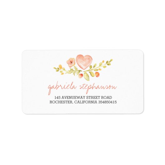 waterverf schattig bloemenhart etiket (Voorkant)