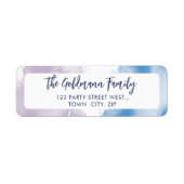 WATERVERF schattig paarse blauw modern script Etiket (Voorkant)