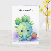 Waterverf Schattig Succulent Kaart (Gele Bloem)