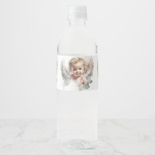 Waterverf schattige Angel Baby Baptisme Waterfles Etiket