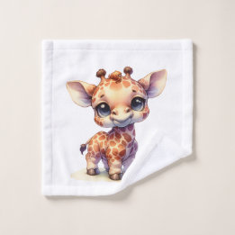 Waterverf schattige baby giraffe bad handdoek