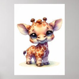 Waterverf schattige baby giraffe poster