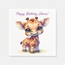 Waterverf schattige baby giraffe