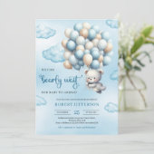 Waterverf schattige baby teddybeer met ballonnen kaart (Staand voorkant)