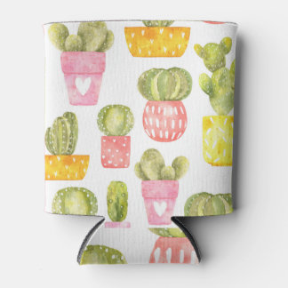 Waterverf Schattige Cactus Pots Pattern Blikjeskoeler