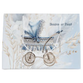 Waterverf Schattige Classic Baby kinderwagen Blauw Groot Cadeauzakje (Voorkant)