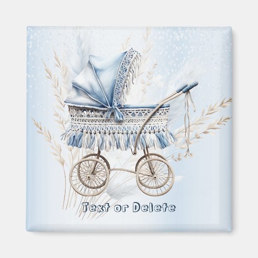 Waterverf Schattige Classic Baby kinderwagen Blauw Magneet (Voorkant)