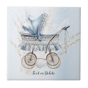 Waterverf Schattige Classic Baby kinderwagen Blauw Tegeltje