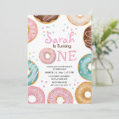 waterverf schattige donuts 1e verjaardag kaart (Staand voorkant)