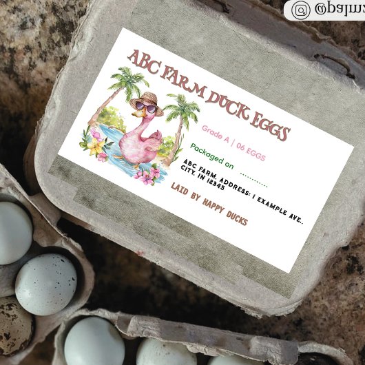 Waterverf Schattige Eend Ei Karton Label