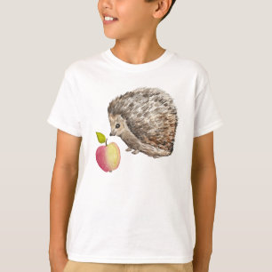 Waterverf schattige egel en appel t-shirt