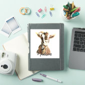 Waterverf Schattige Geit Boerderij Dier Custom Nam Sticker (iPad Cover)