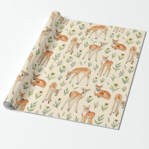 Waterverf schattige herten met wilde bloemen naadl cadeaupapier