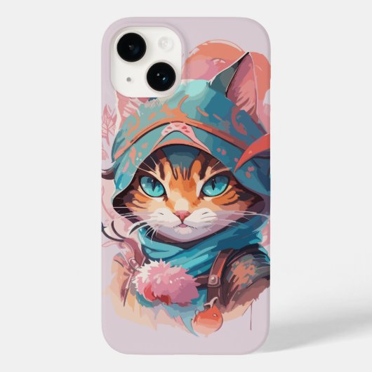 Waterverf Schattige Hooded Ninja Cat Case-Mate iPhone Case (Achterkant)