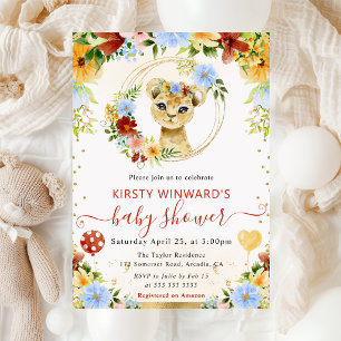 Waterverf Schattige Jungle Leeuw Baby Shower Kaart