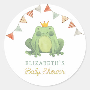 Waterverf Schattige kikkerBaby shower Ronde Sticker