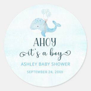 Waterverf schattige kleine baby baby shower ronde sticker