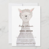 Waterverf schattige lama. Funny alpaca baby shower Kaart (Voorkant)