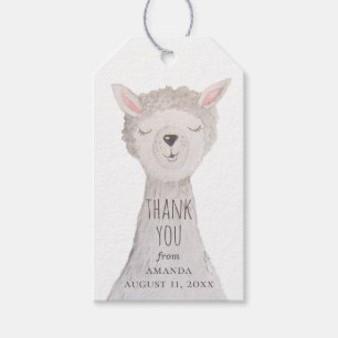 Waterverf schattige lama. Kinderen jarig bedankt Cadeaulabel