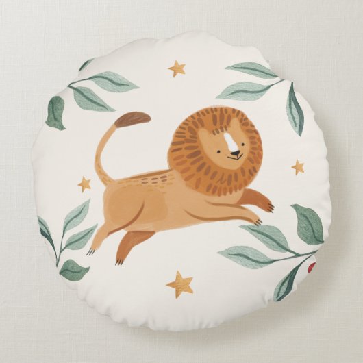 Waterverf schattige leeuw rond kussen (Achterkant)