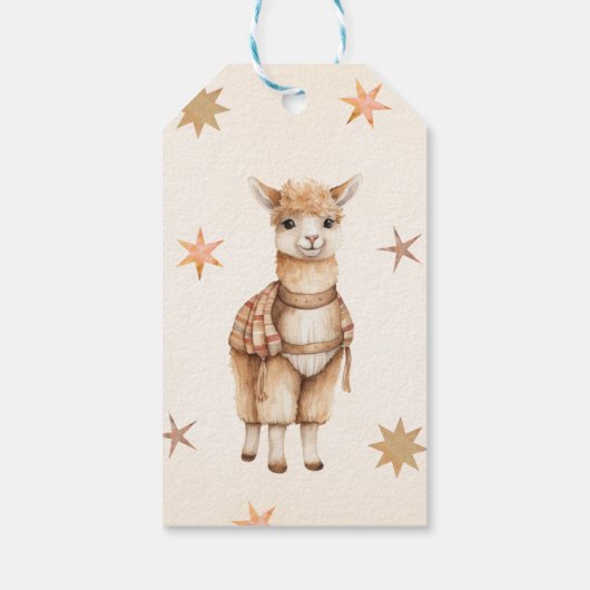 Waterverf Schattige Llama Baby shower Dank u Cadeaulabel (Achterkant)