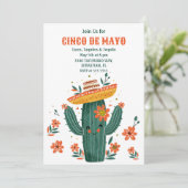 Waterverf Schattige Mexicaans Cactus Cinco de Mayo Kaart (Staand voorkant)