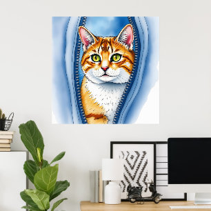 Waterverf Schattige Mooie Populaire Kat Collectie Poster