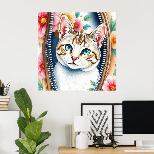 Waterverf Schattige Mooie Trendy Cat Collectie Poster