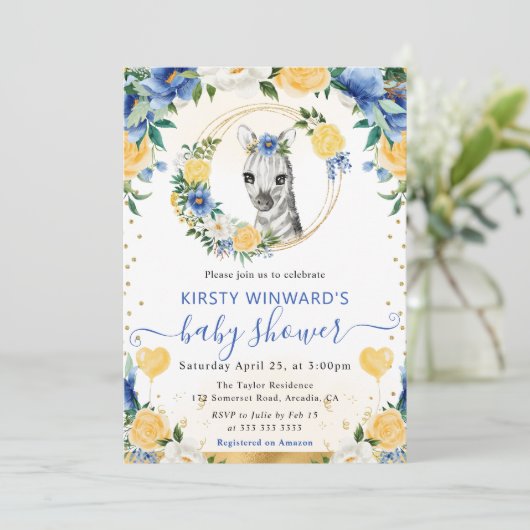 Waterverf Schattige Oerwoud Zebra Baby shower Kaart (Staand voorkant)