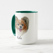 Waterverf Schattige Papillon Hondenras Leuke Feite Mok (Voorkant links)