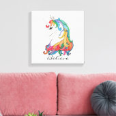 Waterverf schattige regenboogeenhoorn canvas afdruk (Insitu (Woonkamer))