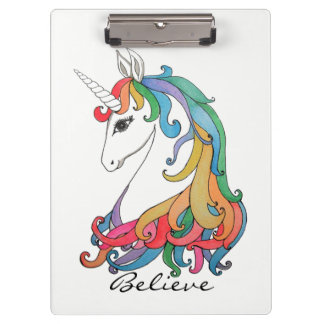 Waterverf schattige regenboogeenhoorn klembord