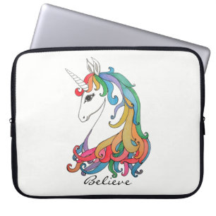 Waterverf schattige regenboogeenhoorn laptop sleeve
