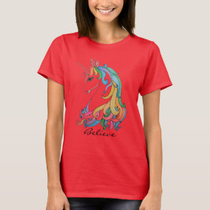 Waterverf schattige regenboogeenhoorn t-shirt