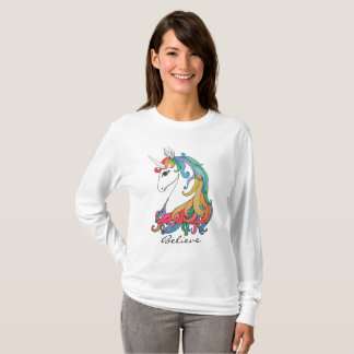 Waterverf schattige regenboogeenhoorn t-shirt