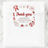 Waterverf Schattige Rood Kerst Winter Baby shower Vierkante Sticker (Tas)