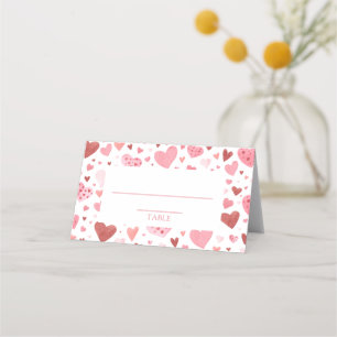 Waterverf Schattige roze rode harten Valentijnsdag