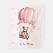 Waterverf Schattige Roze Teddybeer Hete Luchtballo Fleece Deken (Voorkant)