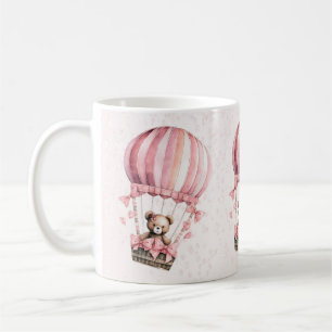 Waterverf Schattige Roze Teddybeer Hete Luchtballo Koffiemok