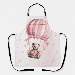 Waterverf Schattige Roze Teddybeer Hete Luchtballo Schort