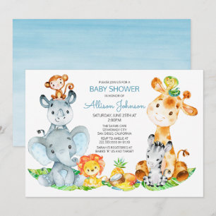 Waterverf Schattige Safari Oerwoud Boy Baby shower Kaart