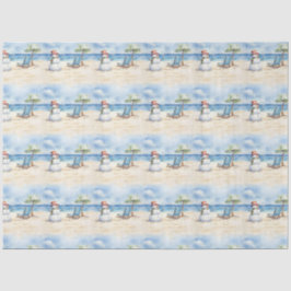 Waterverf Schattige Sneeuwman op vakantie Tissuepapier