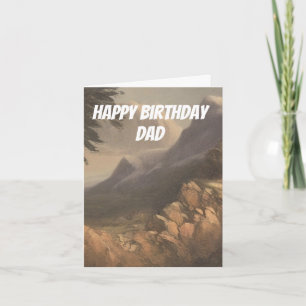 Waterverf Schattigee berg Happy Birthday kaart Pap