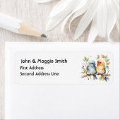 Waterverf Schattigee Bird Couple Animal Art Etiket (Insitu)