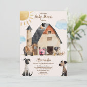 Waterverf Schattigee Boerderijdieren Barnyard Baby Kaart (Staand voorkant)