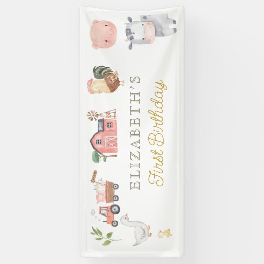 Waterverf Schattigee Boerderijdieren Barnyard Verj Spandoek