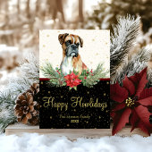 Waterverf Schattigee Boxer Dog Happy Howholidays Feestdagenkaart