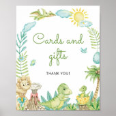 Waterverf Schattigee Dinosaur Kaarten en Geschenke Poster (Voorkant)