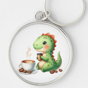 waterverf Schattigee Dinosaurus Premium Rond groot Sleutelhanger